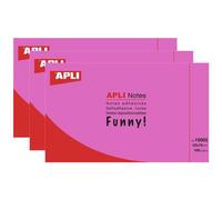 Apli Lot De 3 Blocs De 100 Notes Adhésives Repositionnables 125x75 Rose
