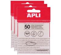 Apli Lot De 3 Packs 50 Feuilles Notes Adhésives 75 X 75 Mm Incolore Transparent