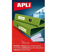 APLI Lot de 3 Pochettes de 6 porte- étiquettes adhésifs 45 x 75 mm blanche