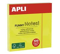 Bloc De 100 Feuilles De Notes Adhésives - Couleur Jaune Fluo - 75x75mm