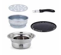 APLVFFZH Barbecue Charbon Rond Portable Mini 3-5 Personnes, Idéal pour le Camping et les Pique-niques, pour balcons, Corps de four + plaque de cuisson coréenne, Grand (39.5 * 13cm)