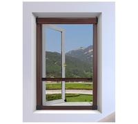 APMOE sur Mesure avec Cadre Aluminium Moustiquaire Fenetre Enroulable, Téléscopique Invisible à Coulissement Vertical, Démontable et Lavable Mosquito Net, Store Moustiquaire Fenetre de Toit(Brun)