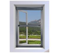 APMOE sur Mesure avec Cadre Aluminium Moustiquaire Fenetre Enroulable, Téléscopique Invisible à Coulissement Vertical, Démontable et Lavable Mosquito Net, Store Moustiquaire Fenetre de Toit(Gris)