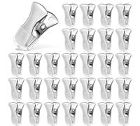 Apojgitn Lot de 30 mini pinces crocodiles en métal, épingles antidérapantes en tissu argenté, porte-badges d'identification pour travaux manuels, pull, cordon, puce, nourriture, sac, fournitures de