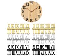 Apojgitn Lot de 6 chiffres d'horloge autocollants pour horloges murales | Lot de chiffres romains de rechange - Noir, or, argent