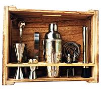 apolliner, shakers à cocktails16 Pièces, Professionnel | Shaker à Cocktail 550ml, Acier Inoxydable | Kit Cocktail,Shaker Barman,kit Cocktail | Service à Cocktail avec Coffret en Bois précieux.