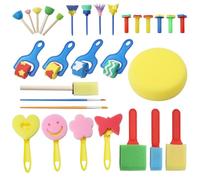 APOMOONS 30 Pièces Kit Pinceau Éponge, Réutilisable Kit Peinture Enfant, Matériel Pinceaux Peinture Enfant Set, Crafts Éponge Brosse pour Le Bricolage et L'artisanat