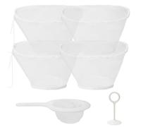 APOMOONS 4 Pièces Sac a Lait Vegetal avec 1 Passoire et Barre de Pression, Filtre Alimentaire Réutilisable, Sac Lait Végétal avec Cordon de Serrage pour Fromage Jus de Fruits Amandes Yogourt Vin Tofu