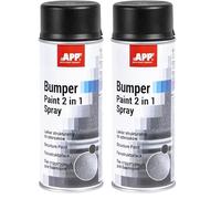 APP Bumper Paint 2 en 1 Spray - Peinture pare-chocs | Bombe peinture plastique exterieur, moulures latérales, coques de rétroviseurs, etc. | 400 ml | Noir satiné (Lot de 2)