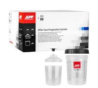 APP FPS+ Kit gobelets pour pistolet 850 ml, 50 pièces, filtre 190 µm | 1 godet rigide gradué avec Bague de Serrage, Système de gobelet avec Couvercle pour Pistolet Peinture carrosserie