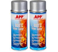 APP L 800°C Bombe peinture haute température argentée mate | Résistant à des températures jusqu'à 800°C | Argentée mate | 400 ml-l'emballage de l'article peut varier (Lot de 2)