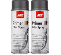 APP Primer Filler Spray | Apprêt antirouille pour metal | Bombe peinture antirouille d'apprêt pour carrosserie voiture avec des propriétés de remplissage élevées | Gris foncé | 400 ml (Lot de 2)