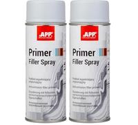 APP Primer Filler Spray | Apprêt antirouille pour metal | Bombe peinture antirouille d'apprêt pour carrosserie voiture avec des propriétés de remplissage élevées | Gris Clair | 400 ml (Lot de 2)