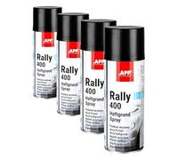 APP Rally 400 Acryl Primer Spray - Apprêt universel noir | Bombe peinture d'appret avec une excellente adhérence | Appret pour carrosserie, metal, plastique, bois | 400 ml | Noir (Lot de 4)