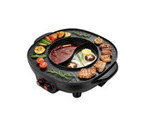 Appareil à fondue chinoise avec grill 2 en 1, 4000W, Barbecue Coréen de Table, Marmite Multifonction 5-6 Personnes 26cm