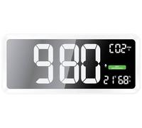 Appareil de mesure de la qualité de l'air avec affichage du CO2, horloge murale, blanc