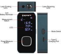 Appareil de mesure laser miniature de 196 pieds (60 mètres), télémètre laser numérique, outil de mesure laser, télémètre avec écran LCD rétroéclairé et capteur d'angle électronique, pour mesurer les s