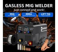 Appareil de soudage 3-en-1 MIG/MMA/TIG - Soudeuse à onduleur MIG200 - Sans gaz avec fil fourré - 15–200 A - 220 V - Dérouleur automatique - Prise UE