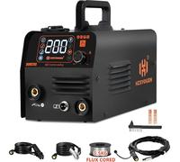 Appareil de soudage 3-en-1 MIG/TIG/MMA - HVM200 - Onduleur avec technologie Synergy - MIG sans gaz - Dérouleur de fil automatique - 43 × 24 × 28 cm - Rouge rouille