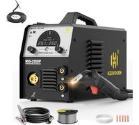 Appareil de soudage 5-en-1 MIG/MAG/TIG Lift/MMA pour fil fourré/gaz - MIG250DP - Onduleur IGBT - Mode pulsé - Écran LED - Dévidoir automatique - Torche 17 V - Gris-brun