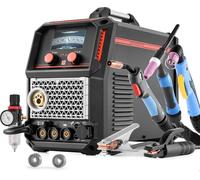 Appareil de soudage combiné 5 en 1 - MIG/MAG TIG MMA Découpeur plasma - Synergique 200 A - Puls-MIG pour l'aluminium - Compatible avec le fil fourré - Coupe sans contact 50 A - 220 V - Compatible avec