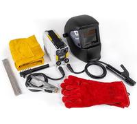 Appareil de soudage GYSMI 160 A, pour électrode enrobée, 160 A, monophasé, 230 V (MMA), avec masque LCD TECHNO 11, porte-électrode, câble de masse, 10 électrodes de 2,5 mm, marteau/brosse, gants