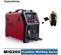 Appareil de soudage MIG/MAG - MIG200-D - 6 en 1 : fil fourré et gaz, MMA, TIG à levée, pistolet à bobine, soudage par points - prise UE - blanc