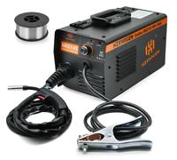 Appareil de soudage MIG - MIG145 - Sans gaz, fil fourré, vitesse d'alimentation 3–18 m/min, semi-automatique, portable, prise UE - Film doré
