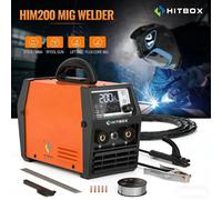Appareil de soudage MIG/MMA/TIG - Inverseur HIM200 4-en-1 - 200 A, 220 V, fil fourré sans gaz - Soudage MMA, soudage à l'arc, soudage TIG avec pistolet à bobine - Dérouleur de fil automatique - Prise