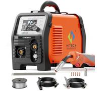 Appareil de soudage multifonction - HBM145 - 4-en-1 MIG/MMA/Lift-TIG - Fil fourré/MIG sans gaz - Torche WP17V - Compatible avec les pistolets à bobine - Grand écran LED - Gris-brun