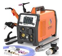 Appareil de soudage multifonction - Inverseur HBMC270 - 6-en-1 270 A - MMA/MIG avec ou sans gaz/TIG HF/découpe plasma - Écran numérique 2T/4T - Dimensions 51 × 41 × 37 cm - Rouge rouille