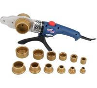 Appareil de soudage par manchon pour tubes et raccords en plastique, puissance 1500W, coffret métallique, plage de serrage de 16 à 63 mm, jusqu'à 300°C, avec 7 accessoires et une LED pour indiquer la