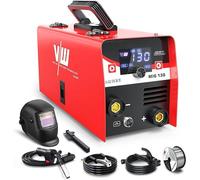 Appareil de soudure 130A, soudeuse à fil fourré sans gaz | Poste à souder à électrodes avec technologie IGBT, écran numérique, protection contre la surchauffe, casque de soudure pour débutants et bric