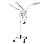 Appareil de vapeur pour le visage - 3 en 1 : vapeur chaude et froide - Technologie nanoionique - Humidificateur d'air - Lampe loupe LED avec 8 niveaux de grossissement - 220 V, modèle britannique