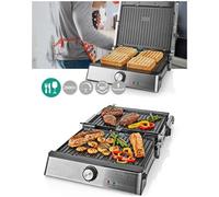 APPAREIL Grill 2000W - 29 x 23 cm -Viande-Panini-Poissons-Bac de récupération-Set de 4 accessoires pour barbecue