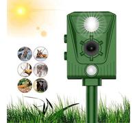 Appareil ultrasonique à énergie solaire pour éloigner les animaux du jardin, équipé d'une lumière LED.