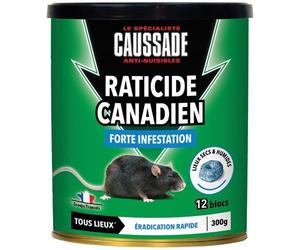 Appât bloc - flocoumafène - raticide canadien - 300 g - boite métal de 12 b