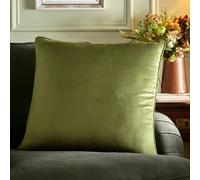 Appletree - Coussin en velours vert olive (55 x 55 cm) - Coussin en velours doux au toucher - Rembourrage inclus - Coussin vert - Coussin vert olive avec housse incluse - Grand coussin en velours vert