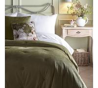 Appletree Couvre-lit matelassé en Velours Vert Olive (220 x 150 cm) - Motifs réversibles - Velours Doux au Toucher - Couvre-lit Chesterfield touffeté à Boutons