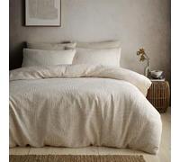 Appletree Fossil Parure de lit Double 200 x 200 cm en Jacquard texturé Couleur Naturelle avec 2 taies d'oreiller