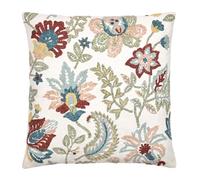 Appletree Heritage Housse de Coussin, Motif Floral, brodé, décoration de Salon, 1 pièce, 43 x 43 cm, Multicolore, 100% Coton, carré, fabriquée à la Main