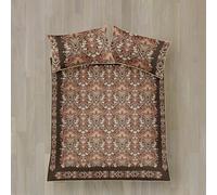 Appletree Heritage Parure de lit 100% Satin de Coton 230 x 220 cm Chocolat Motif Floral 200 Fils 2 taies d'oreiller