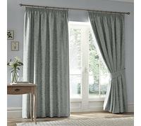 Appletree Heritage Worcester Paire de Rideaux plissés Jacquard avec embrasses, Rideaux Chambre, Vert 168 x 183 cm