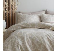 Appletree - Housse de Couette géométrique Naturelle et Blanche - Lit Double (200 x 200 cm) - 2 taies d'oreiller - Facile d'entretien et Lavable - Parure de lit contemporaine en Naturel - Housse de