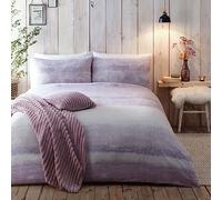 Appletree - Housse de Couette Mauve Mauve - Lit Double (200 x 200 cm) - Parure de lit à Rayures Rouges délavées - 100% Coton brossé Doux - Parure de lit dégradée Rouge - Poids Lourd - Collection
