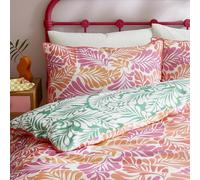 Appletree - Housse de Couette Rose Feuilles Tropicales - King Size (230x220cm) - 100% Coton - Réversible 2 Couleurs - 2 Taies d'oreiller - Parure de Lit Jungle Verte - Feuilles de Palmier Tropicales