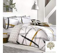 Appletree Leda-100 Parure de lit en Coton pour lit King Size Gris et Ocre