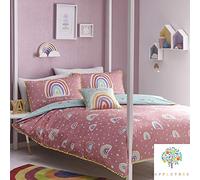 Appletree Parure de lit 100% Coton avec Pompons Arc-en-Ciel, Rose, lit Simple