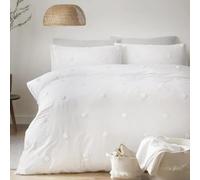 Appletree - Parure de lit à Pois Blancs - Super King Size (260 x 220 cm) - Parure de lit Blanche avec 2 taies d'oreiller - Housse de Couette à Pois Blancs - 100% Coton Super Doux