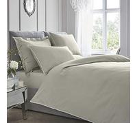 Appletree Parure de lit - Argent - Lit 1 Place (140x200cm) - 200 Fils - Doux Luxe 100% Coton - Bordures passepoilées - 1 Taie d'oreiller Incluse - Linge de lit & Linge de lit Lavable Style hôtel